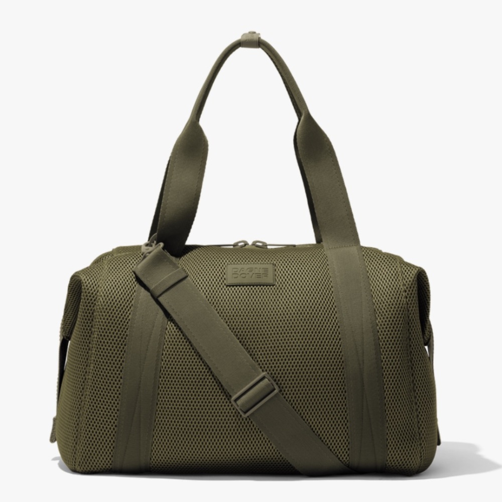 DAGNE DOVER NEW Dark Moss Landon Carryall Air Mesh Duffel Bag Large Green